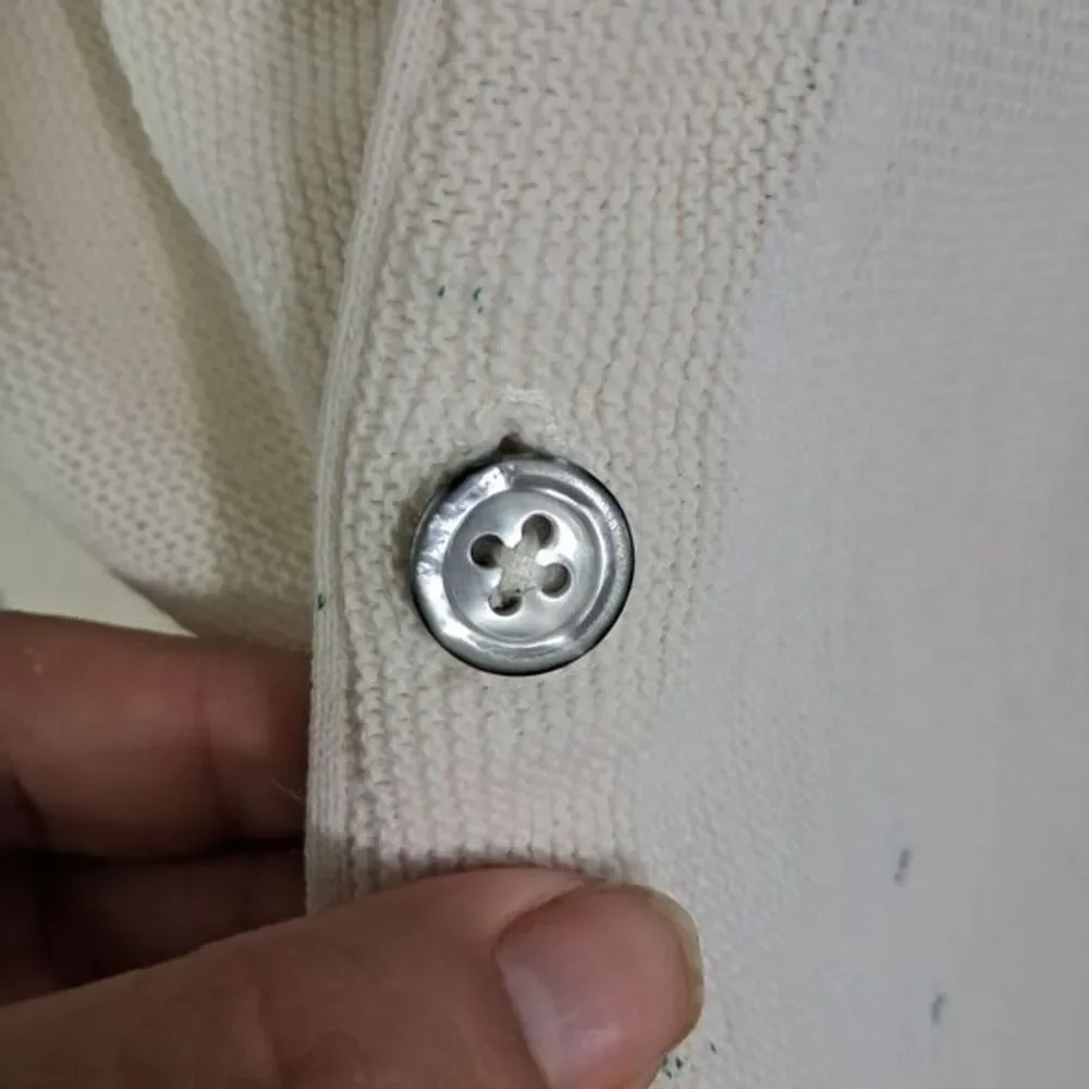 Vintage Izod Cardigan Sweater Men's‎ Large Cream Embroidered Logo 90s USA